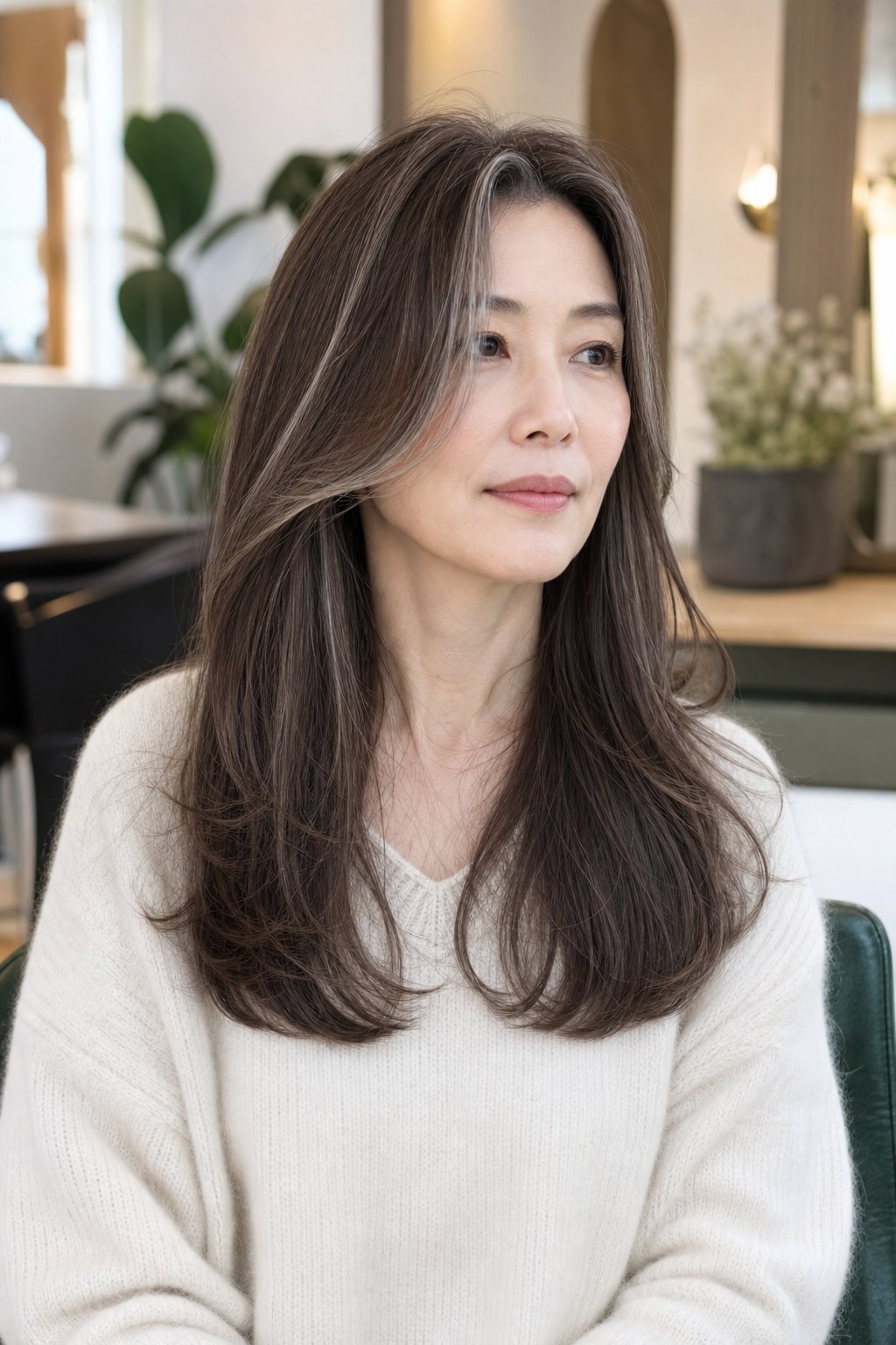 40代｜白髪ぼかしハイライト＋上品レイヤー
