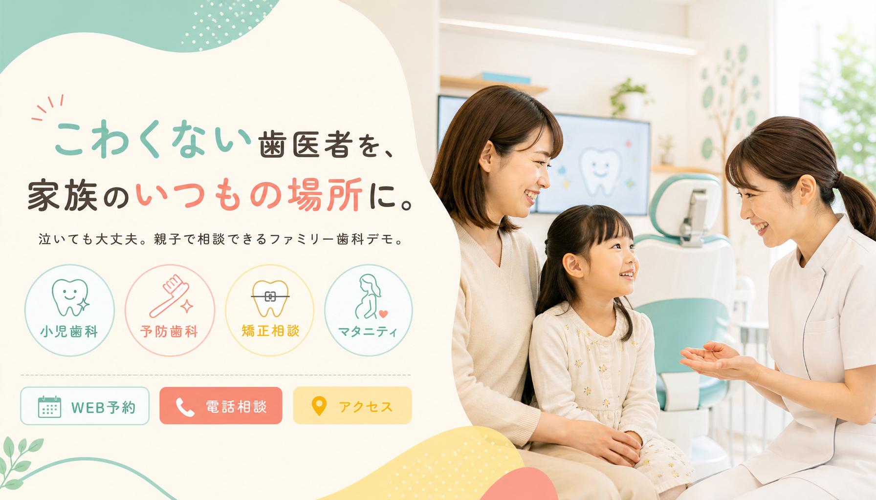 こわくない歯医者を、家族のいつもの場所に。親子で相談できるファミリー歯科デモ