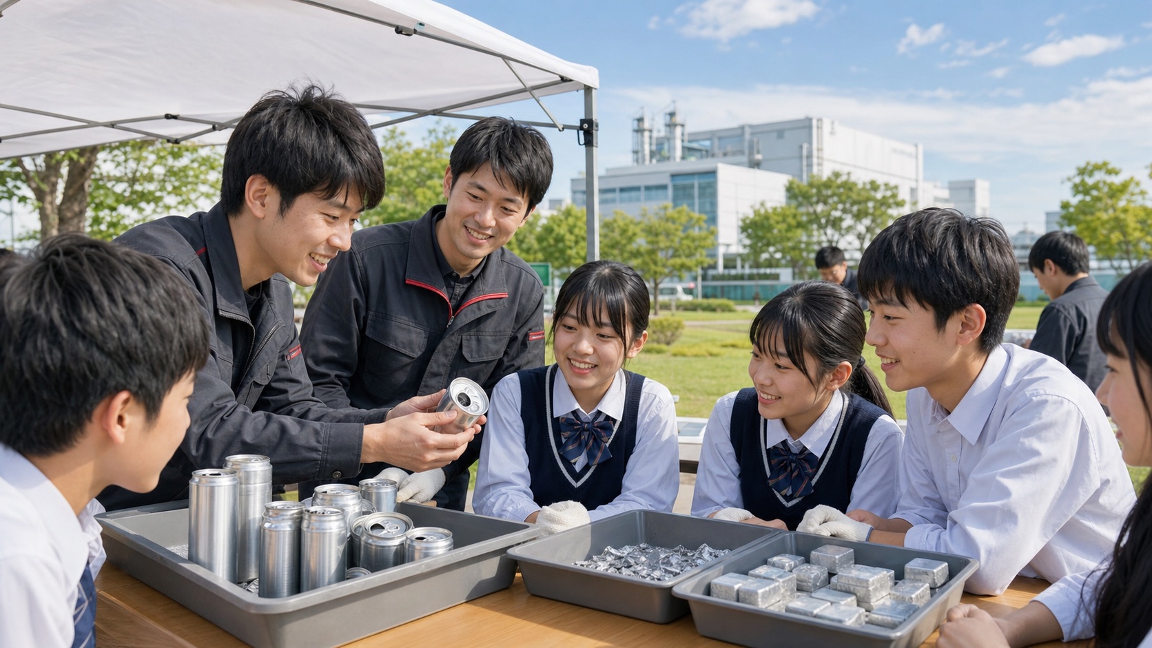 地域の学生へ資源循環を伝える社員
