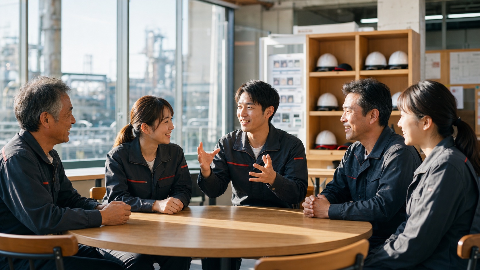 世代と部署を越えて話す社員