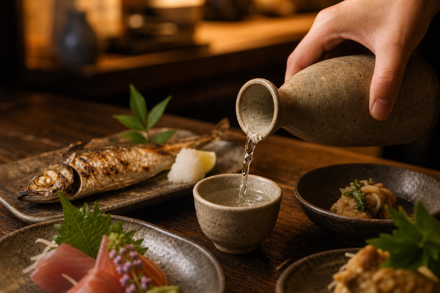日本酒を注ぐ手元