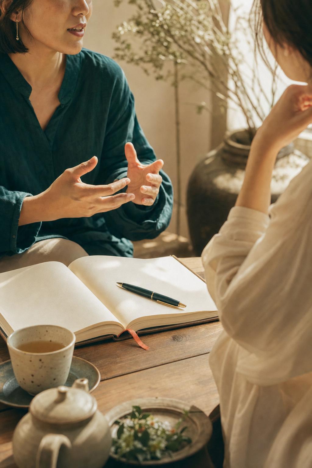対話を通して事業の物語を聞き取る様子