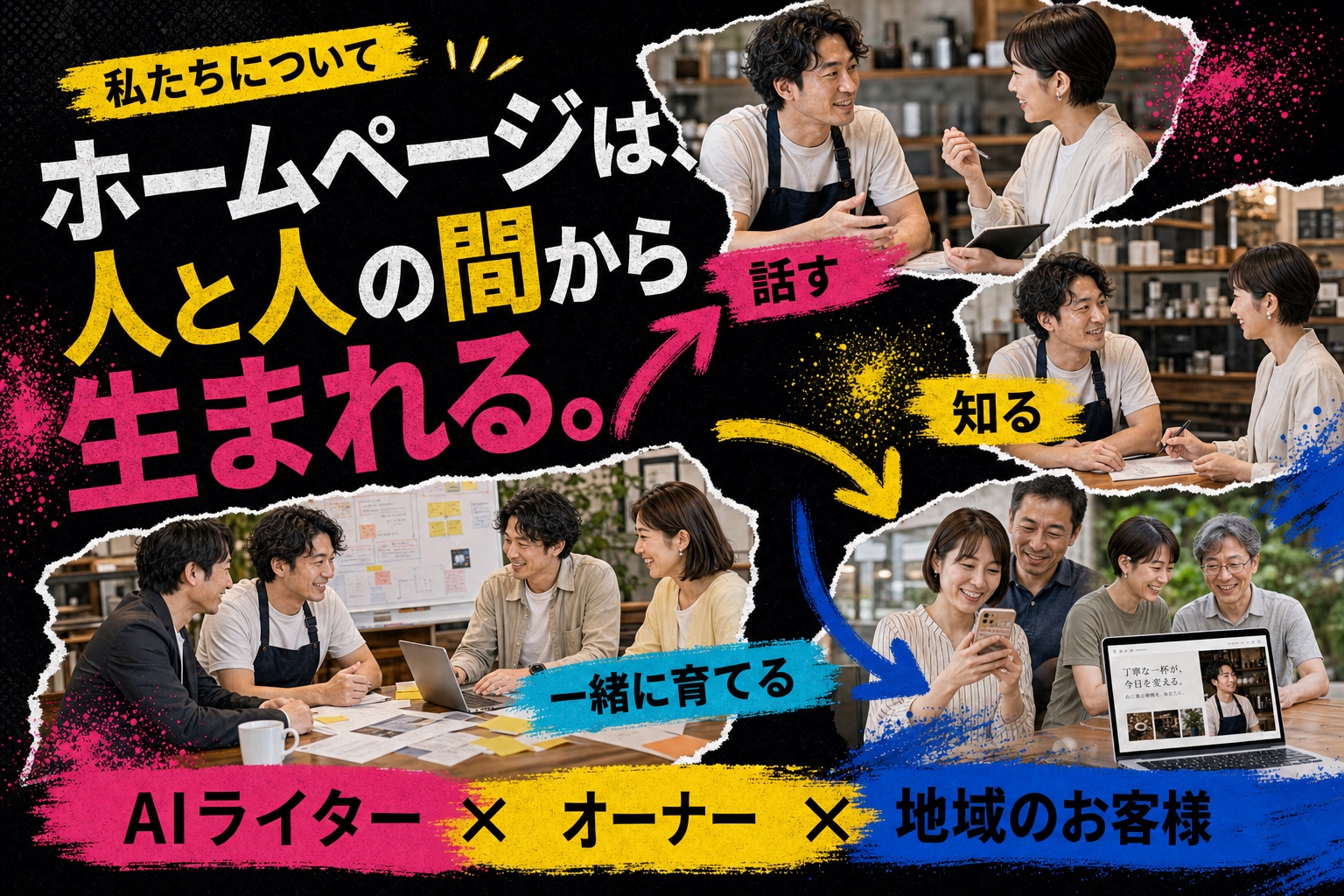 AIライターとオーナーが話し、知り、地域のお客様と一緒にホームページを育てる