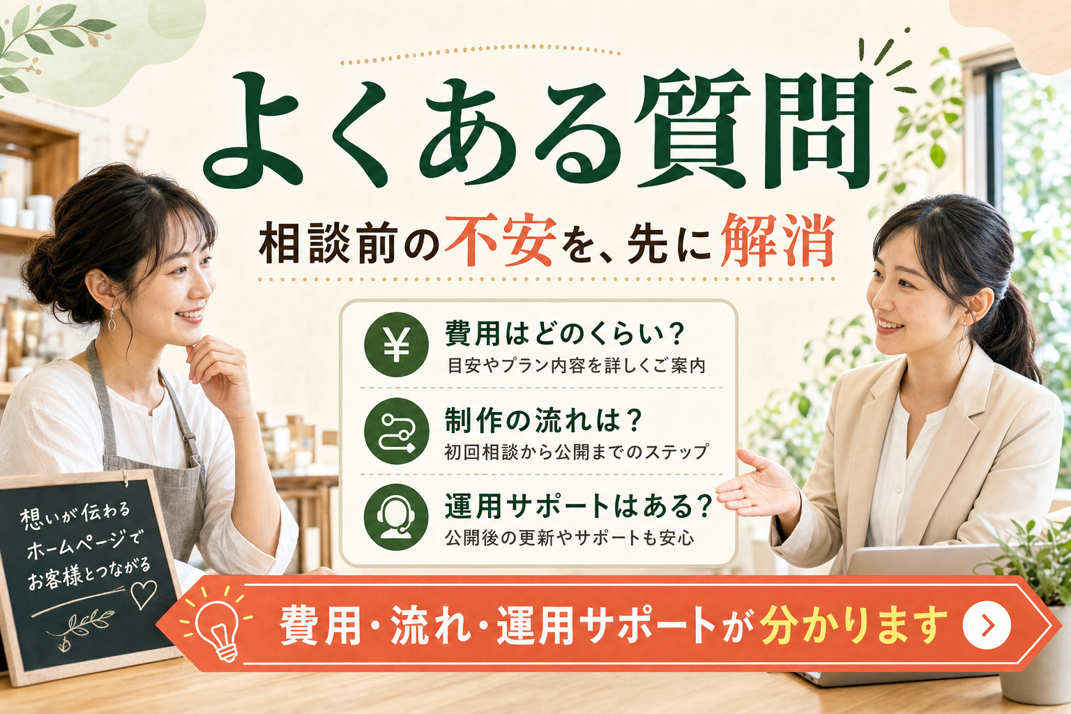 ホームページ制作と公開後の運用について、よくある疑問に答えるページ