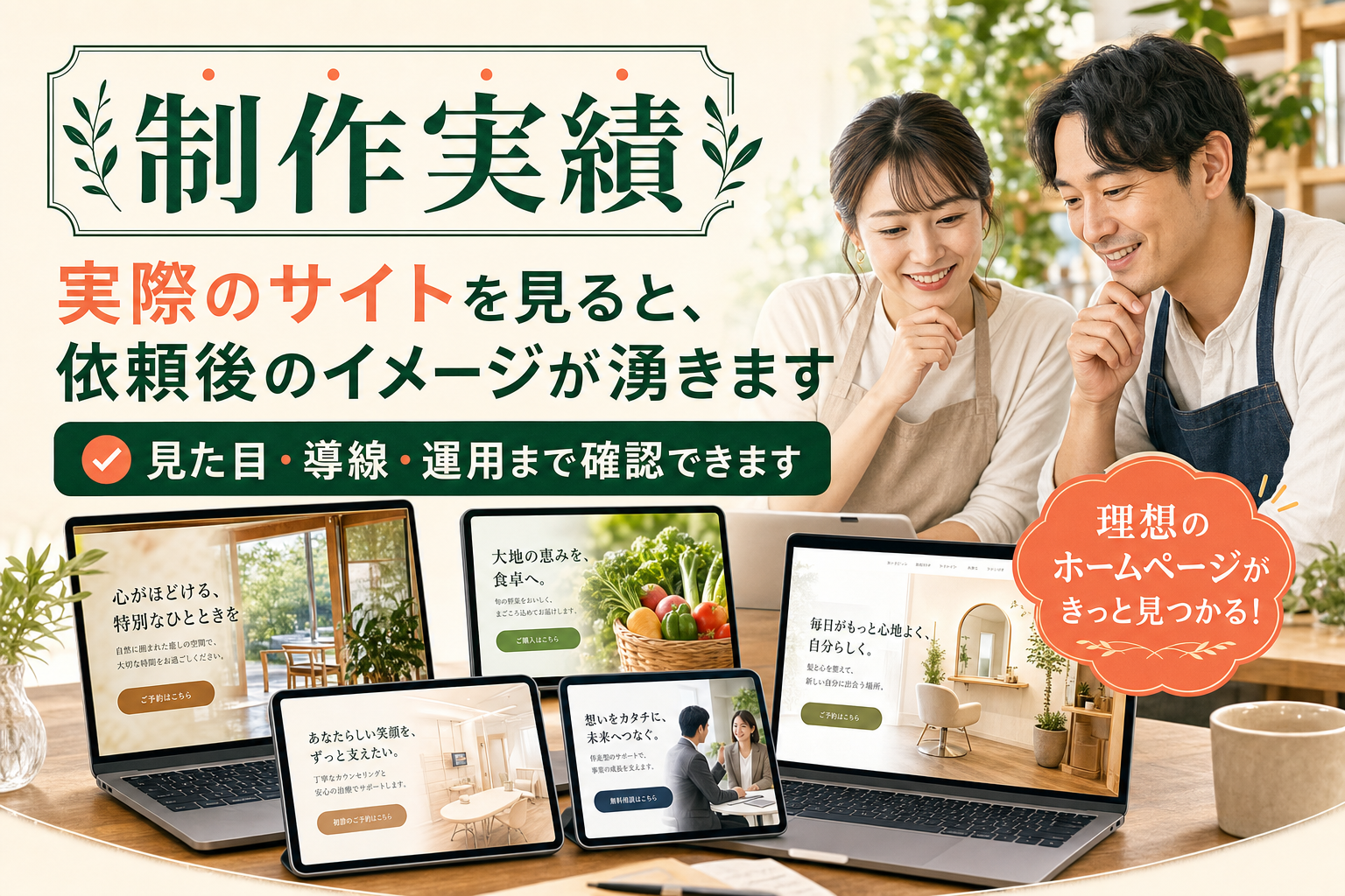 ストーリーHPプロジェクトの制作実績を紹介するビジュアル
