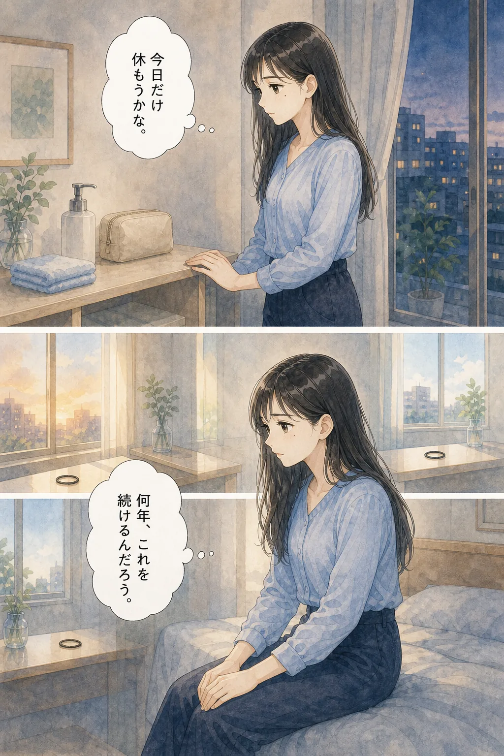 自己処理を何年続けるか悩む主人公