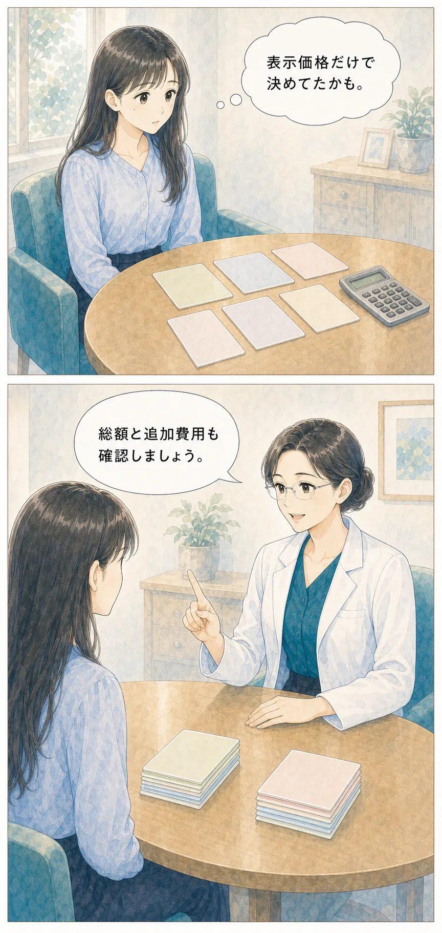 表示価格だけでなく総額と追加費用を確認する説明