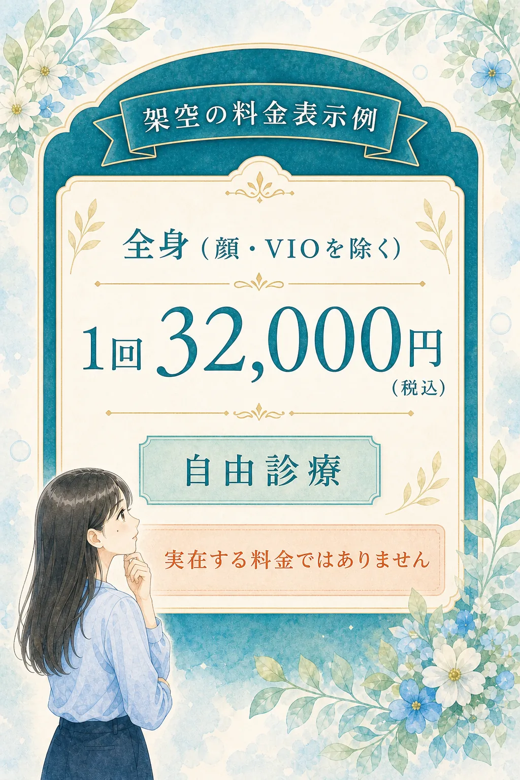全身1回32000円という架空の自由診療料金表示例