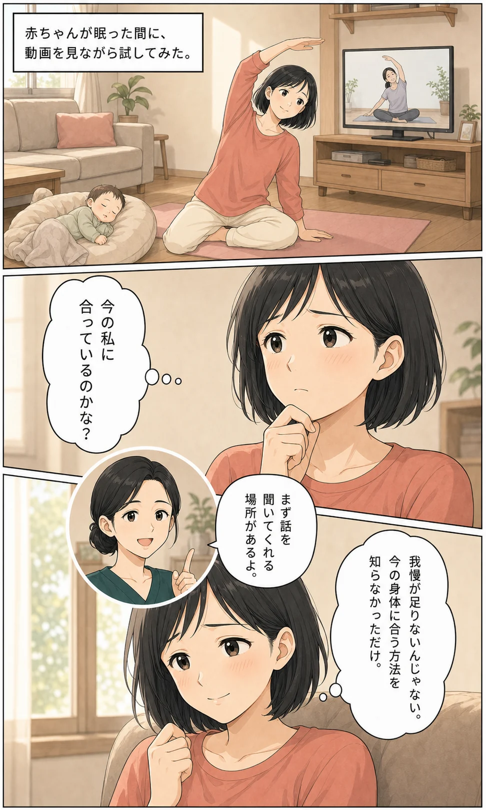 我慢ではなく今の身体に合う方法を探す漫画