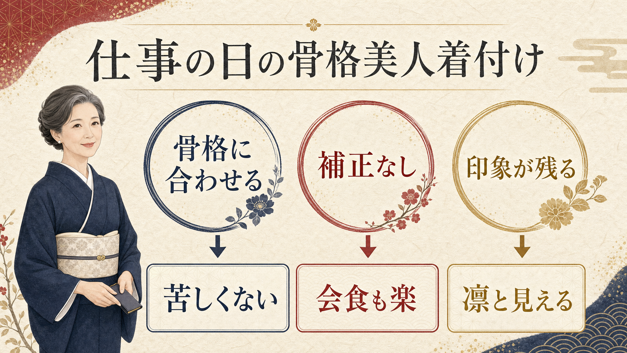 仕事の日の骨格美人着付けの図解