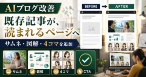 既存ブログもAIでここまで変わる。サムネ・図解・4コマで記事を育てるビフォーアフター