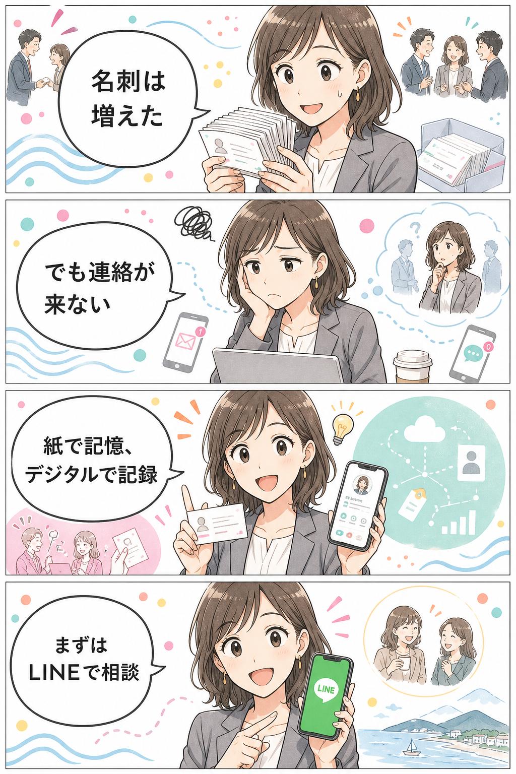 リコスタの名刺交換4コマ