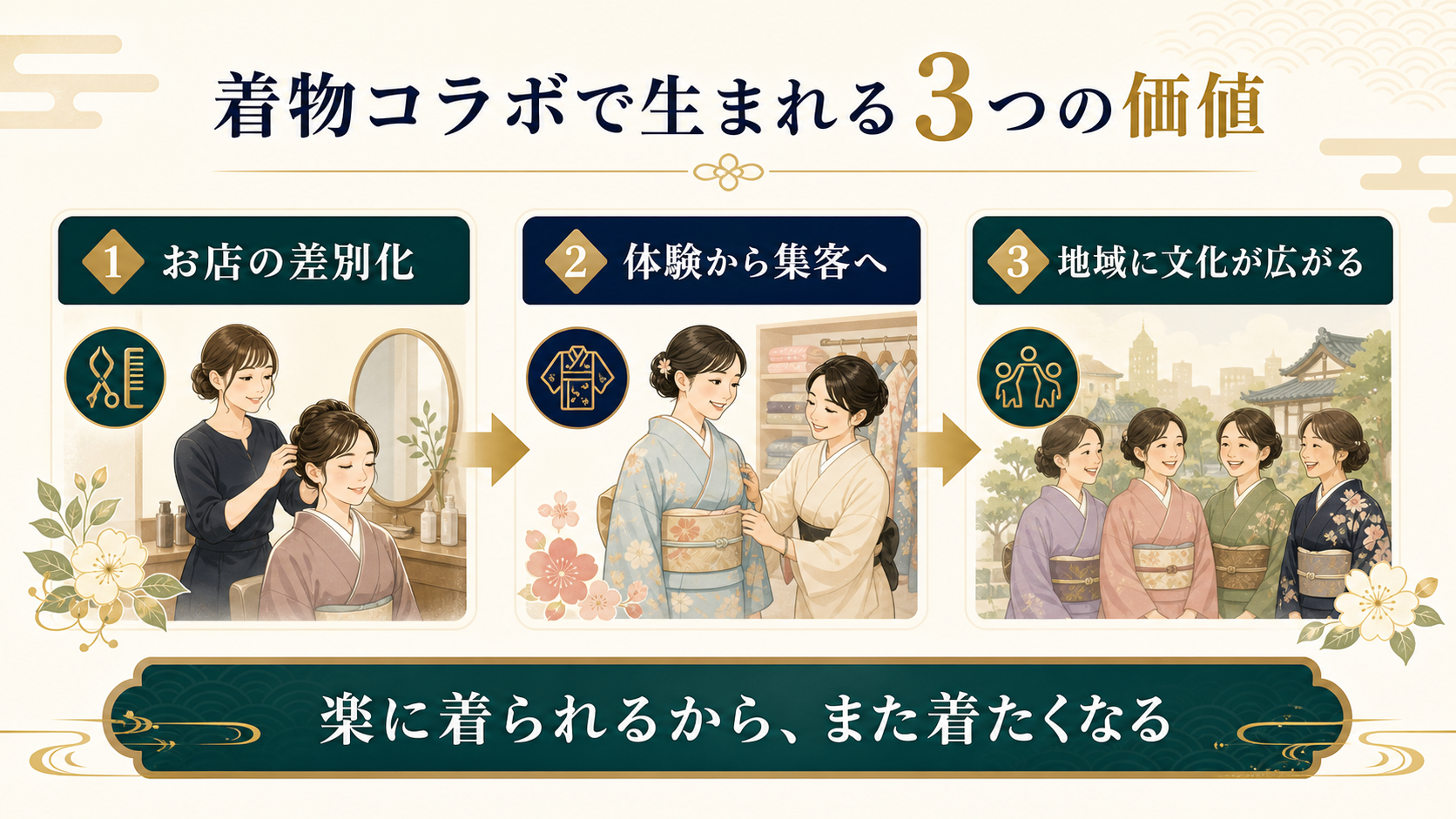 着物文化を次世代につなぐ価値を整理した図解