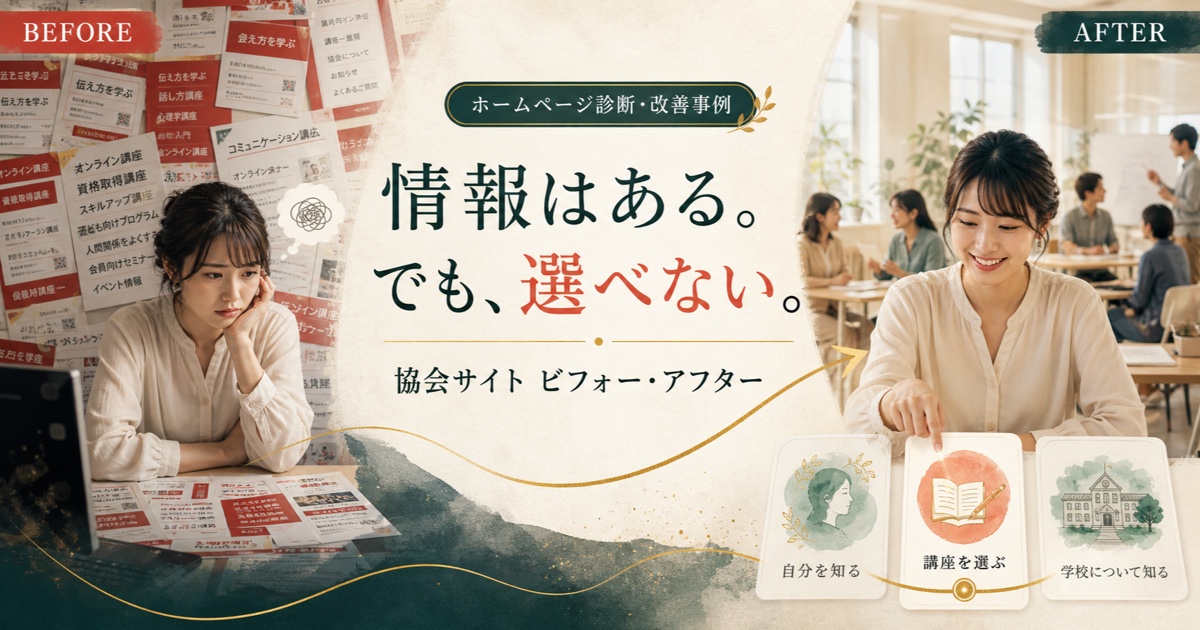 情報はあるのに選べない協会サイトから、今の悩みに合う入口を選べるサイトへのBefore/After