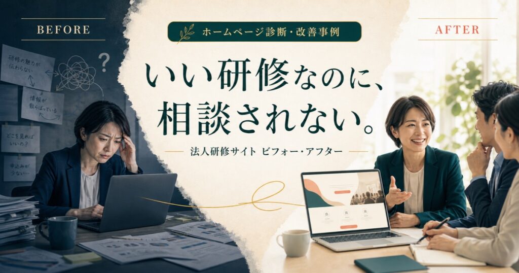 ビフォーアフターで見るホームページ診断事例｜ULTRAコミュニケーション法人研修サイト